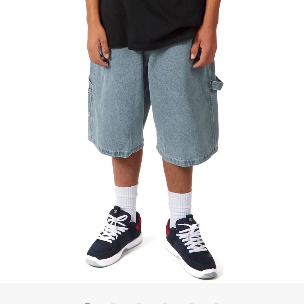 Hammer Loop Jean Light Blue Denim Skate Shorts for Men Y2K